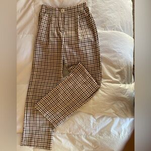 Retro 1970’s/80’s/90’s Brown/mauve Plaid Trousers, Size 6